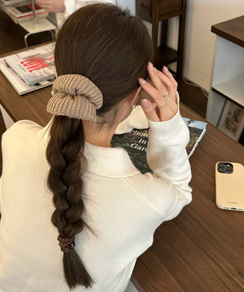 シュシュ 編み 秋冬 ニットヘアゴム レディース ヘアアレンジ 簡単髪留め 髪飾り まとめ髪 お団子 シンプル お洒落 フェミニン 大人 可愛い 女子会 99QNSP-011